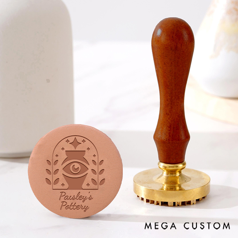Personalized Ceramic Clay Pottery Stamp Gift for Pottery Lovers Star Eyes Ceramic Bottle with Name