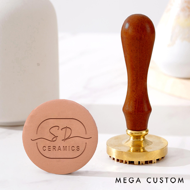 Personalized Clay Ceramics Pottery Stamp Gift for Potter with Ceramics and Custom Initials