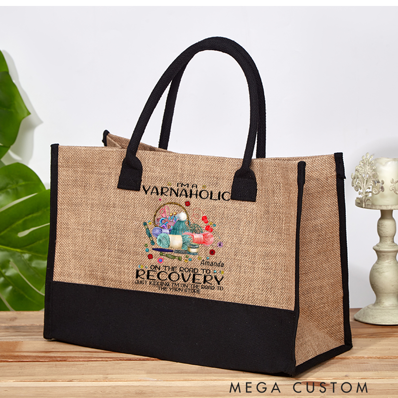 Personalized Funny Crochet Bag Crochet Lover Gift Yarn Love Tote bag Yarn Lover Gift I'm A Yarn Aholic On The Road To Recovery Bag
