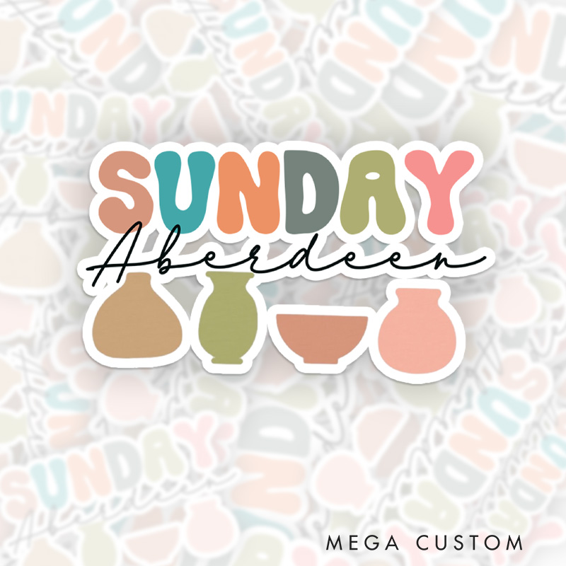 Personalized Sunday Pottery Sticker Funny Stickers Pottery Stickers with Name for Pottery Lovers Gift Clay Lover Gift