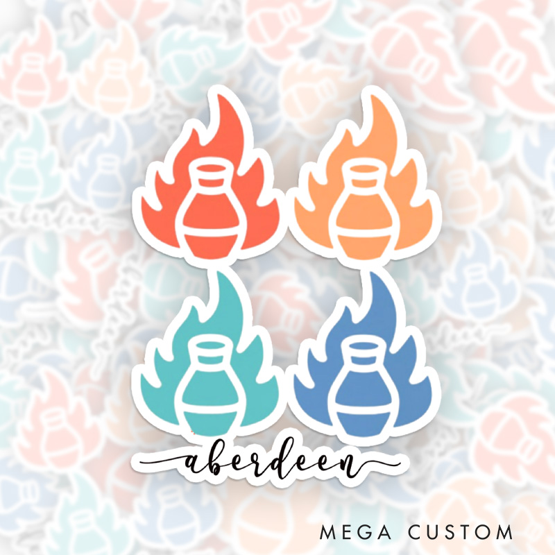 Personalized Flames with Pottery Jars Sticker Pottery Lover Stickers for Pottery Lovers Gift Clay Lover Gift Ceramic Lover Gift