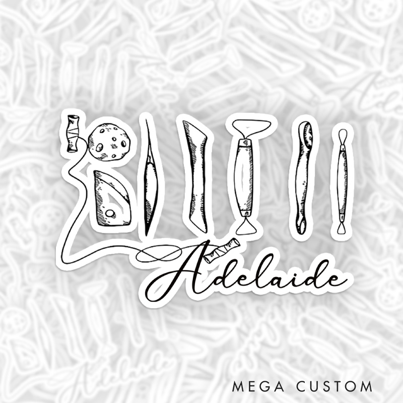 Personalized Pottery Tools Sticker Pottery Stickers with Name for Pottery Lovers Gift Clay Lover Gift
