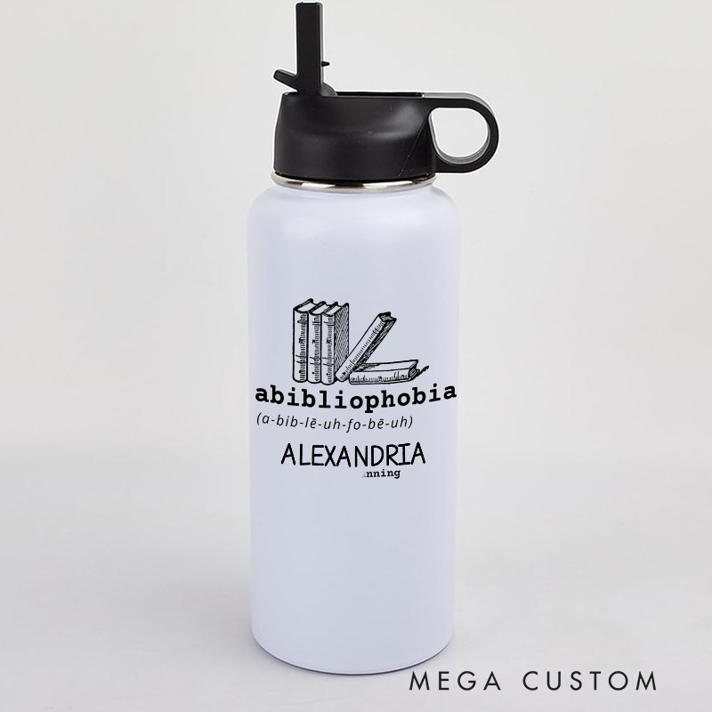 Personalized Abibliophobia Tumbler Book Lover Tumbler 32oz Stainless Steel Tumbler Reader Tumbler Bookish Gift Bookworm Gift