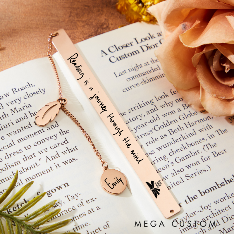 Personalized Reading Is A Journey Through The Mind Bookmark Engraved Metal Bookmark Custom Quote Bookmark Book Lover Gift Bookish Gift