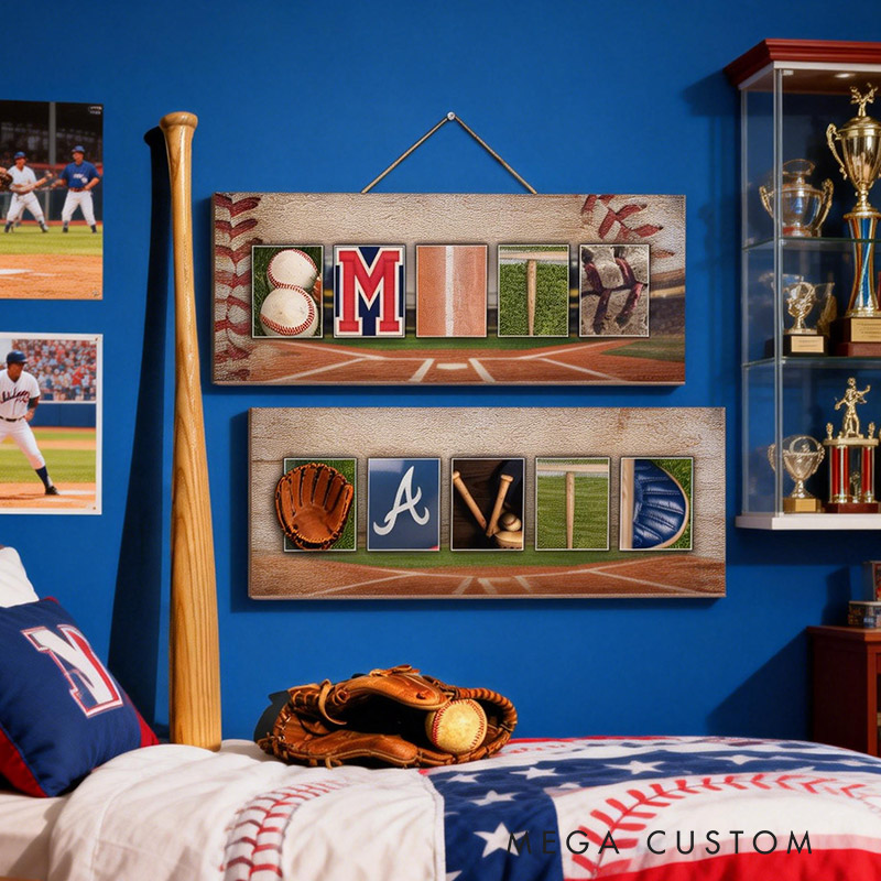 Personalized Baseball Wood Sign Baseball Team Gifts for Boys Baseball Room Decor Custom Name