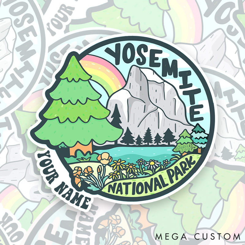 Personalized Yosemite Parks Sticker Adventure Camping Mountain Sticker for Nature Travelers Outdoors Lover Gift