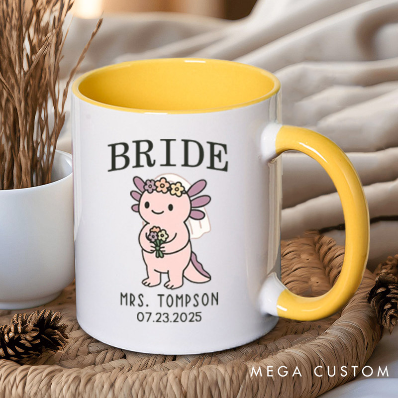 Personalized Cute Bride and Groom Axolotl Wedding Couple Mugs