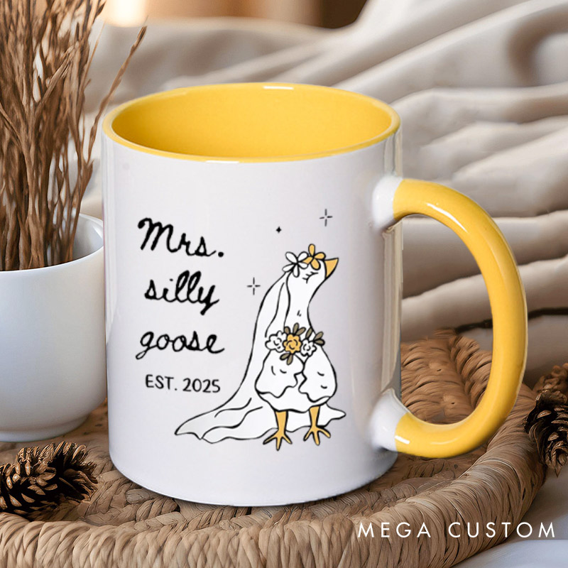Personalized Funny Mr and Mrs Silly Goose Matching Wedding Couple Mugs
