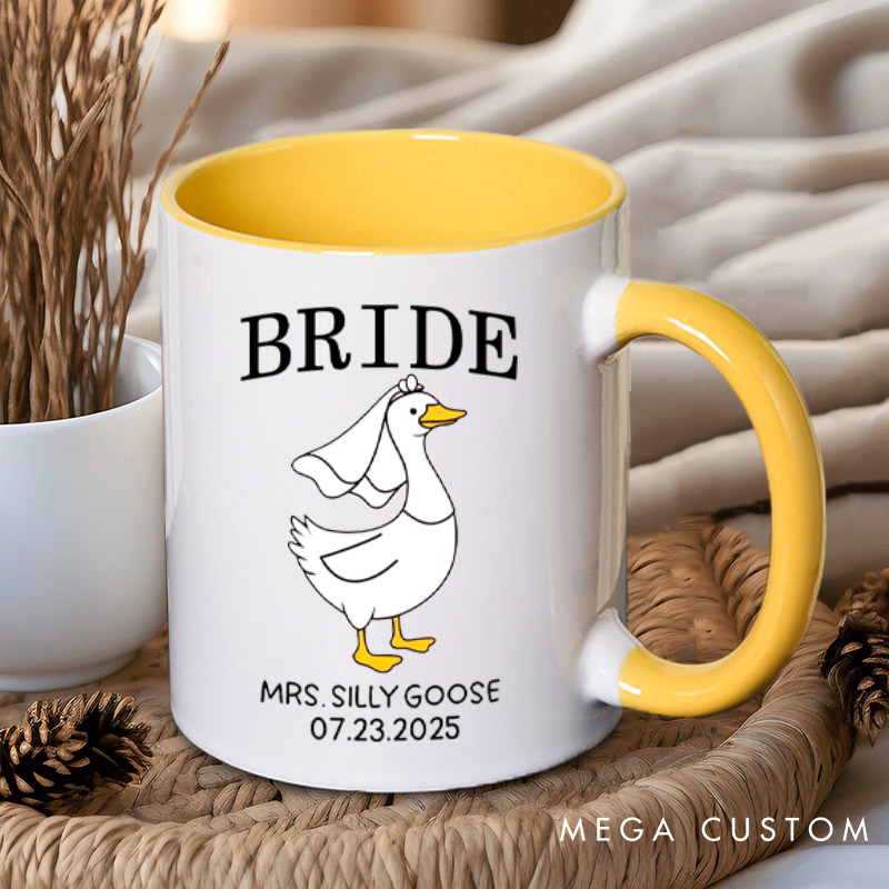 Personalized Bride and Groom Silly Goose Mr and Mrs Matching Wedding Couple Mugs