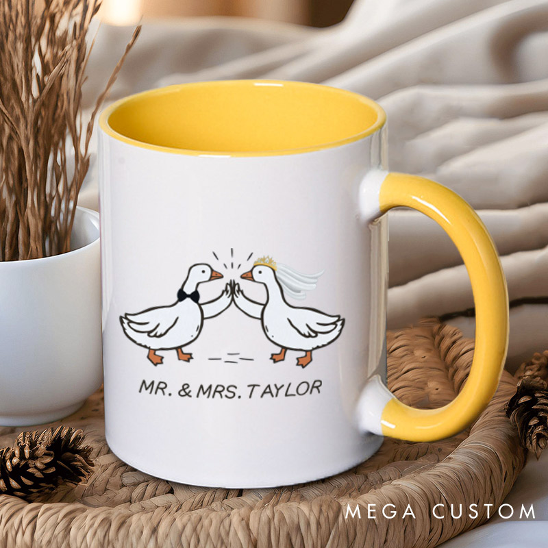 Personalized Mr and Mrs Silly Goose Bride and Groom Wedding Couple Mugs