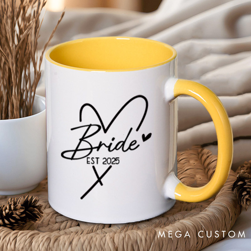 Personalized Bride and Groom with Heart Wedding Couple Mugs