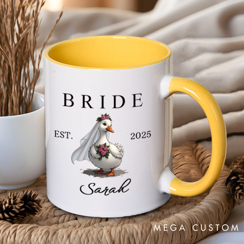 Personalized Bride and Groom Silly Goose Matching Wedding Couple Mugs