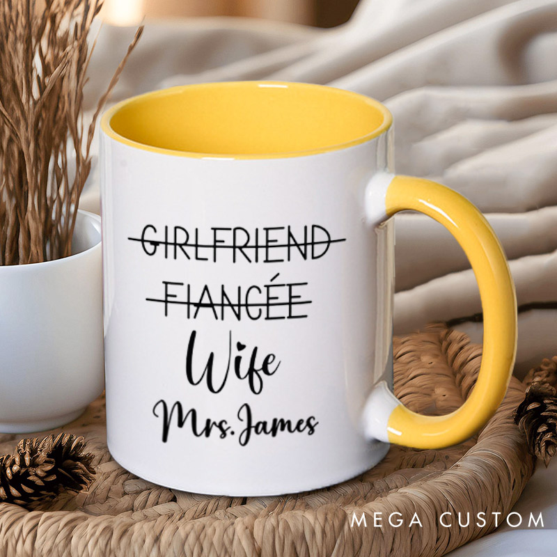 Personalized Playful Relationship Upgrade Husband and Wife Newlyweds Wedding Couple Mugs