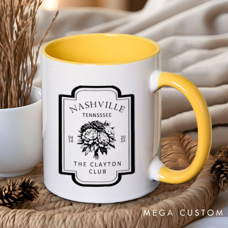Personalized Floral Themed Wedding Logo Nwelweds Matching Wedding Couple Mugs