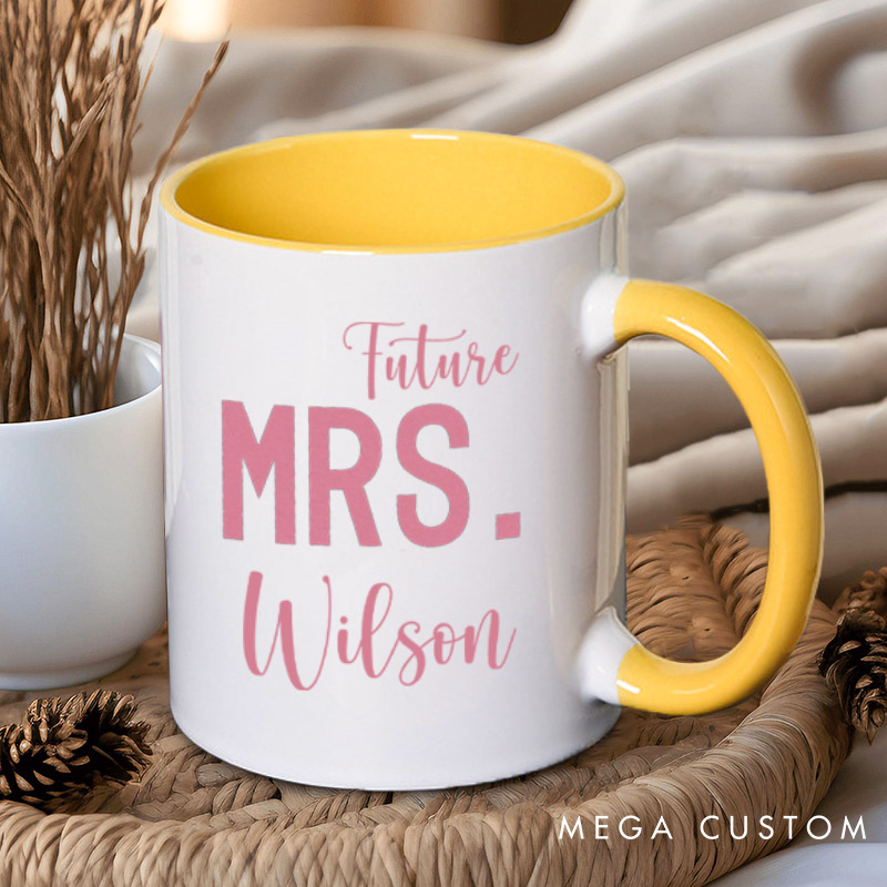 Personalized Modern Mr and Future Mrs Engagement Couple Mugs