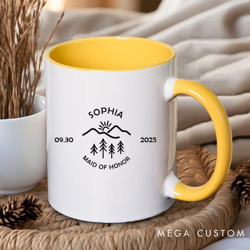 Personalized Bridesmaid Mug with Name Bride Tribe Mug with Tree Maid of Honor Mug Bachelorette Party Mug Bridesmaid Proposal Gift Bridal Shower Mug