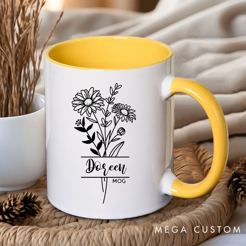 Personalized Bridesmaid Birth Flower Mug Maid of Honor Month Flower Mug Bachelorette Party Mug Bridesmaid Proposal Gift Bridal Shower Mug
