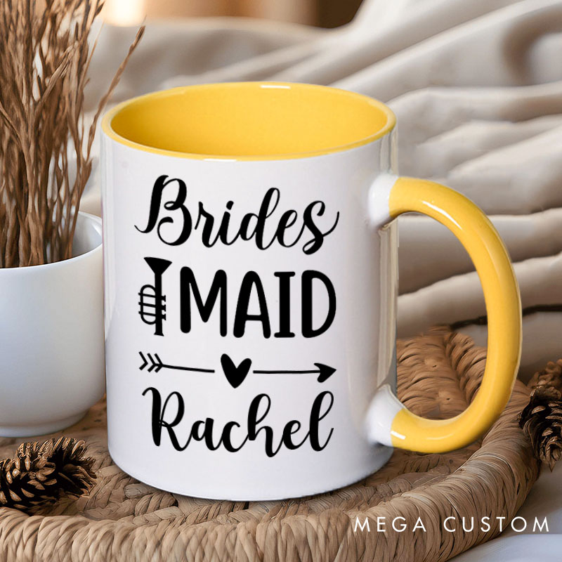 Personalized Bridesmaid with Heart Arrow Mug Maid of Honor Mug with Name Bachelorette Party Mug Bridesmaid Proposal Gift Bridal Shower Mug