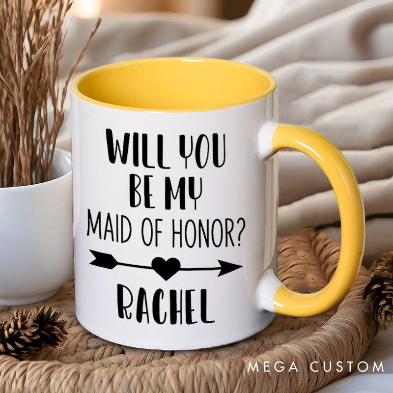 Personalized Will You be My Maid of Honor Mug Bridesmaid with Heart Arrow Mug Bachelorette Party Mug Bridesmaid Proposal Gift Bridal Shower Mug