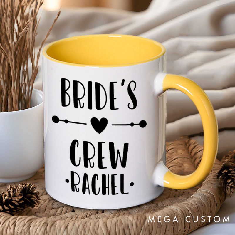 Personalized Bride’s Crew with Heart Mug Bridesmaid Name Mug Maid of Honor Mug Bachelorette Party Mug Bridesmaid Proposal Gift Bridal Shower Mug