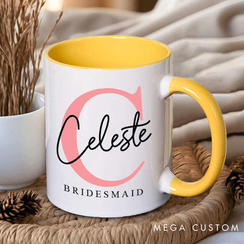 Personalized Minimalist Bridesmaid Initials Mug Maid of Honor Mug with Name Bachelorette Party Mug Bridesmaid Proposal Gift for Her Bridal Shower Mug