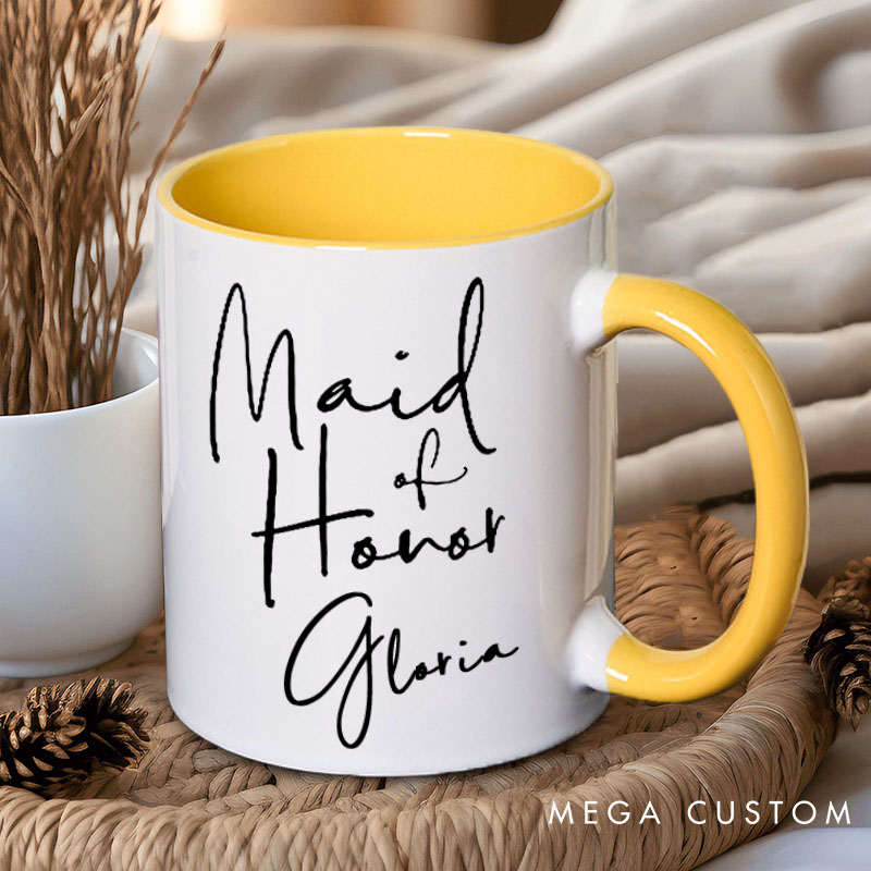 Personalized Minimalist Maid of Honor Mug Bridesmaid Name Mug Bachelorette Party Mug Bridesmaid Proposal Gift for Her Bridal Shower Mug