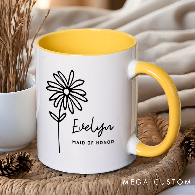 Personalized Bridesmaid Wildflowers Mug Maid of Honor Mug Bachelorette Party Mug Bridesmaid Proposal Gift Mother of the Bride Groom Bridal Shower Mug