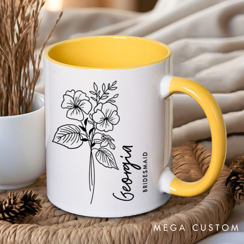 Personalized Bridesmaid Birth Flower Mug Maid of Honor Month Flower Mug Bachelorette Party Mug Bridesmaid Proposal Gift MOG MOB Bridal Shower Mug