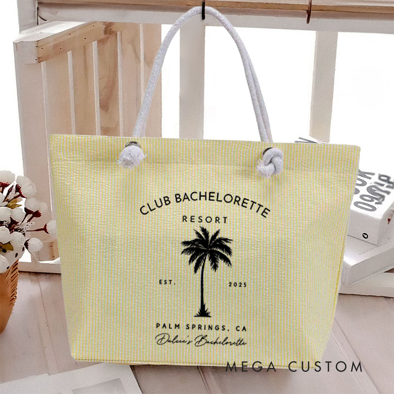 Personalized Palm Tree Club Bachelorette Party Tote Bag Bridesmaid Tote Bag Wedding Day Gift from Bride