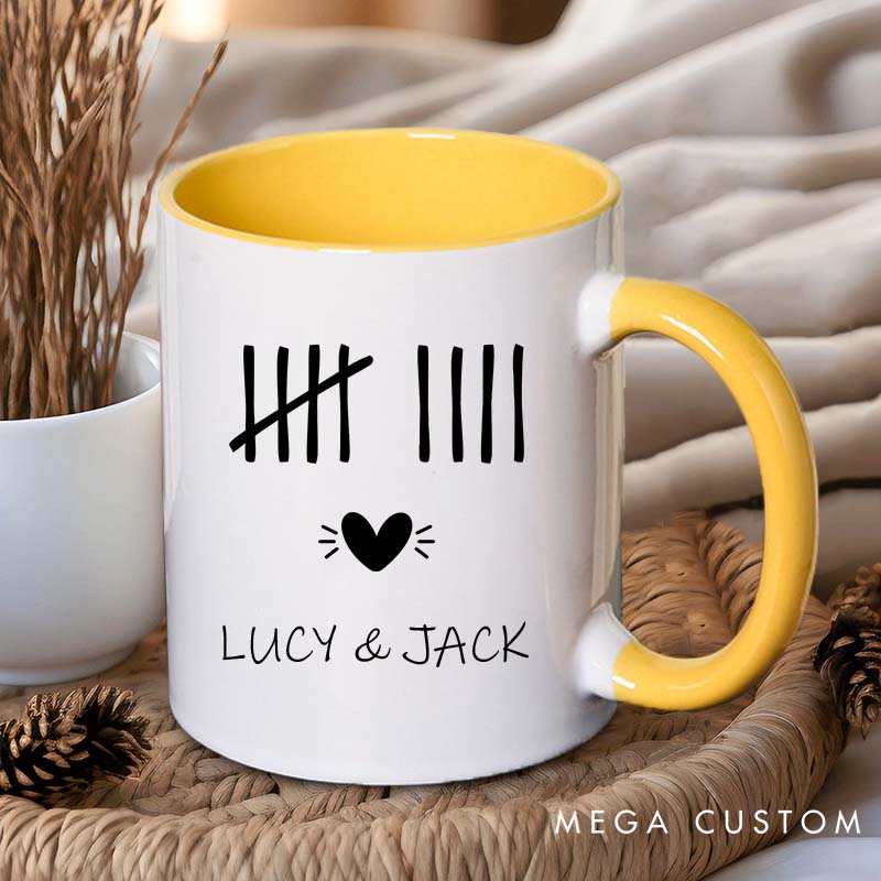 Personalized Couple Wedding Anniversary Mug Tally Marks Mug Husband Wife 9th Anniversary Gift Mug Happy Anniversary Gift for Her Him