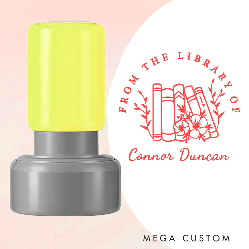 Personalized from the Library of Book Stamp Custom Book and Flower Stamps with Name Librarian Stamp for Book Lover Gift Bookish Gift 