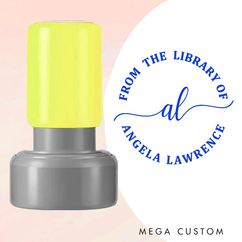 Personalized from the Library of Book Stamp Custom Initial Stamp with Name Library Stamp Book Lover Gift for Librarian Gift