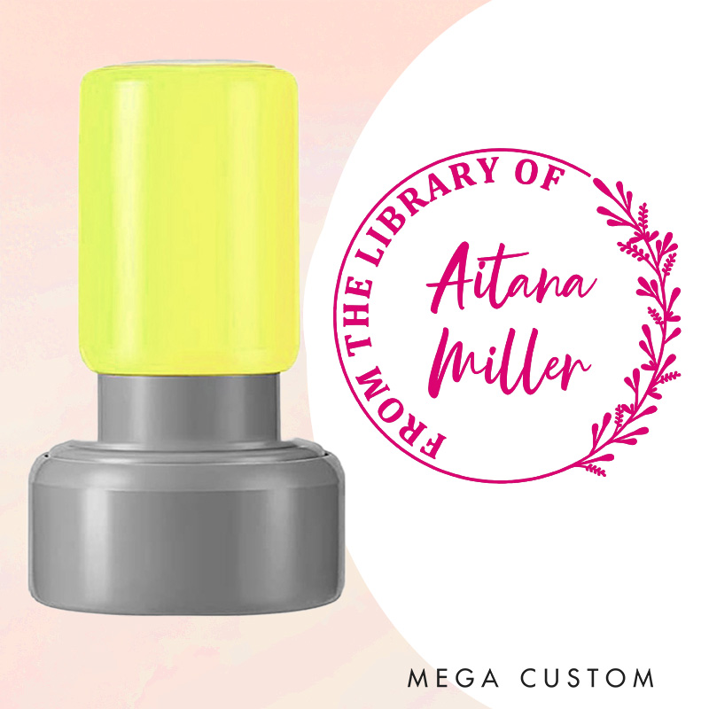 Personalized Floral Book Stamp Custom from the Library of Stamp Round Librarian Stamp with Name Book Lover Gift for Reading Lover Gift