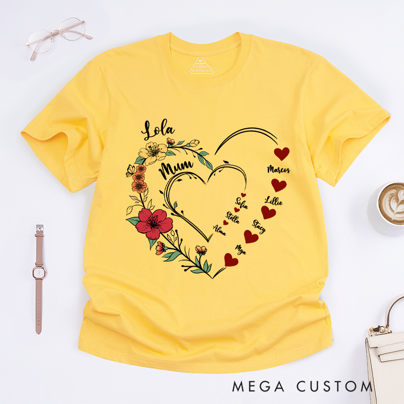 Personalized Sweethearts Flower Classic T-Shirt Gifts for Mom Grandma