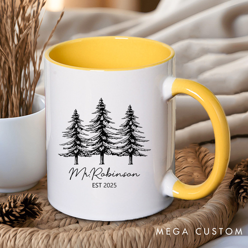 Personalized Nature-Themed Mr. & Mrs. Mugs Wife Husband Coffee Mug for Couple Wedding Groom Bride Ceramic Coffee Cup for Him Her