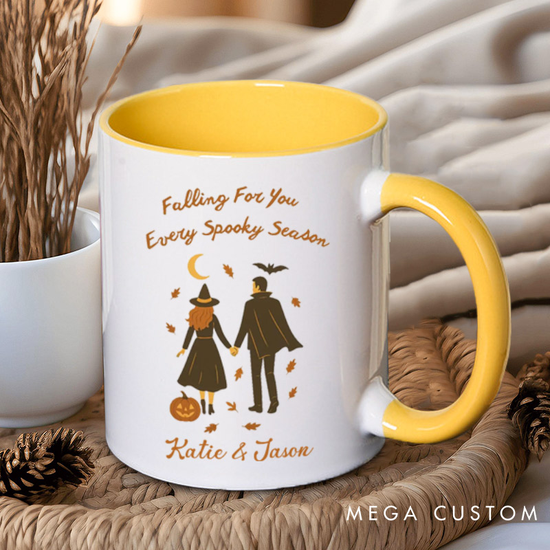 Personalized Falling for You Every Spooky Season Halloween Couple Mugs 