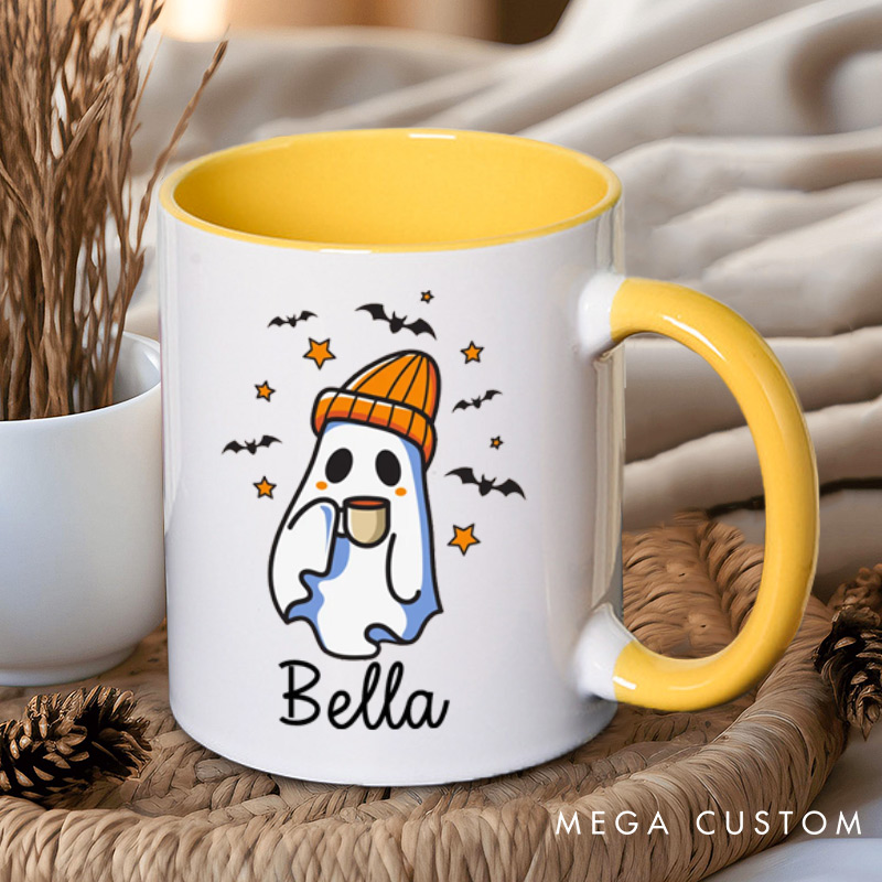 Personalized Cozy Ghost Couple with Coffee Halloween Couple Mugs 