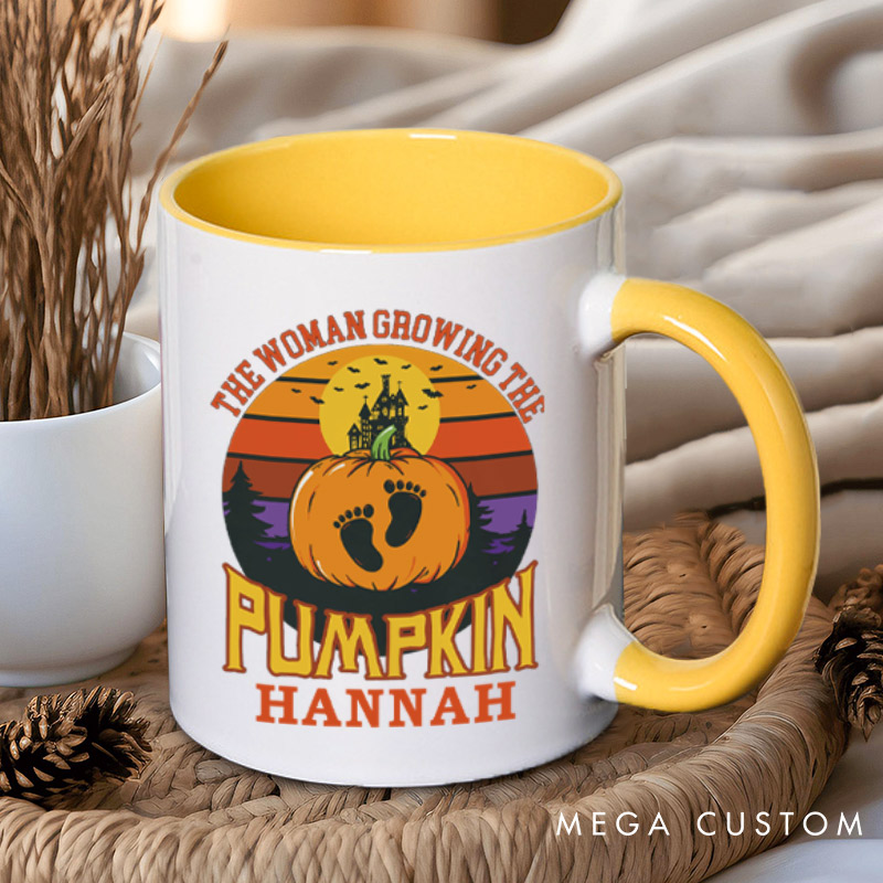 Personalized The Man Behind the Pumpkin and The Woman Growing the Pumpkin Halloween Couple Mugs
