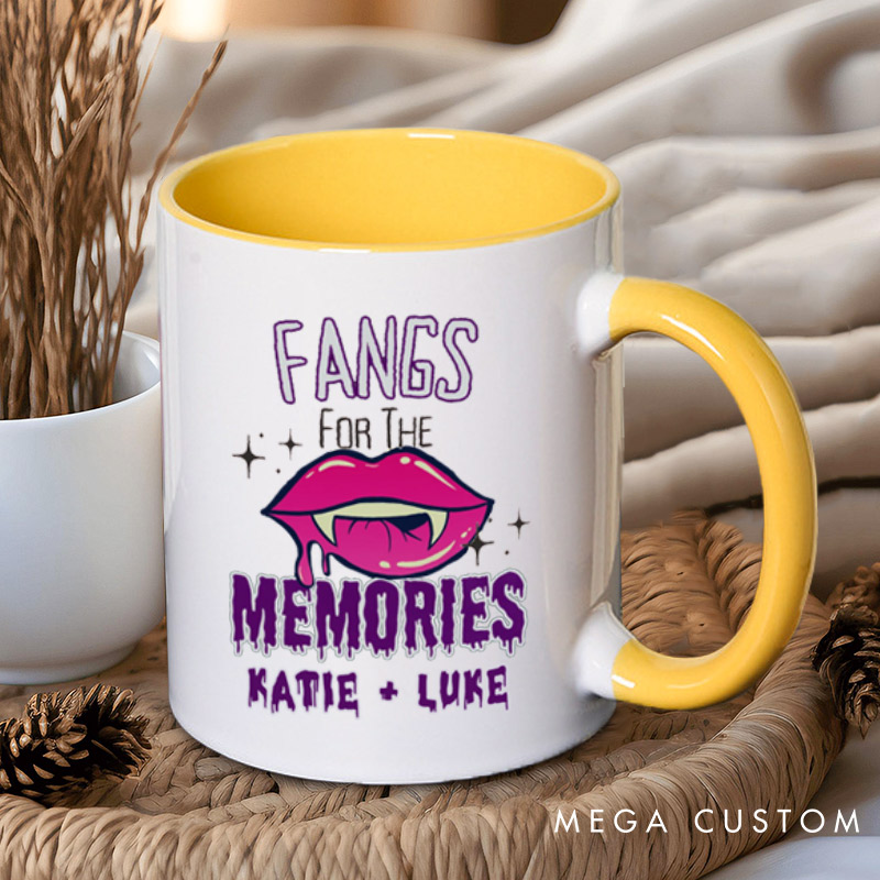 Personalized Love at First Bite & Fangs for the Memories Halloween Couple Mugs