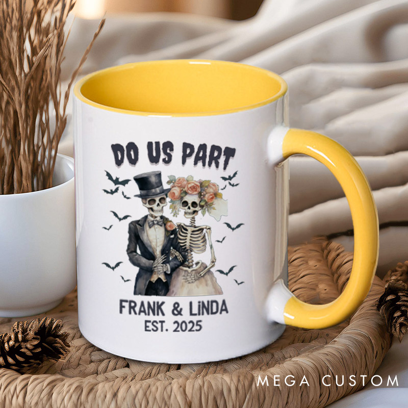 Personalized Till Death Do Us Part Skeleton Couple Halloween Couple Mugs