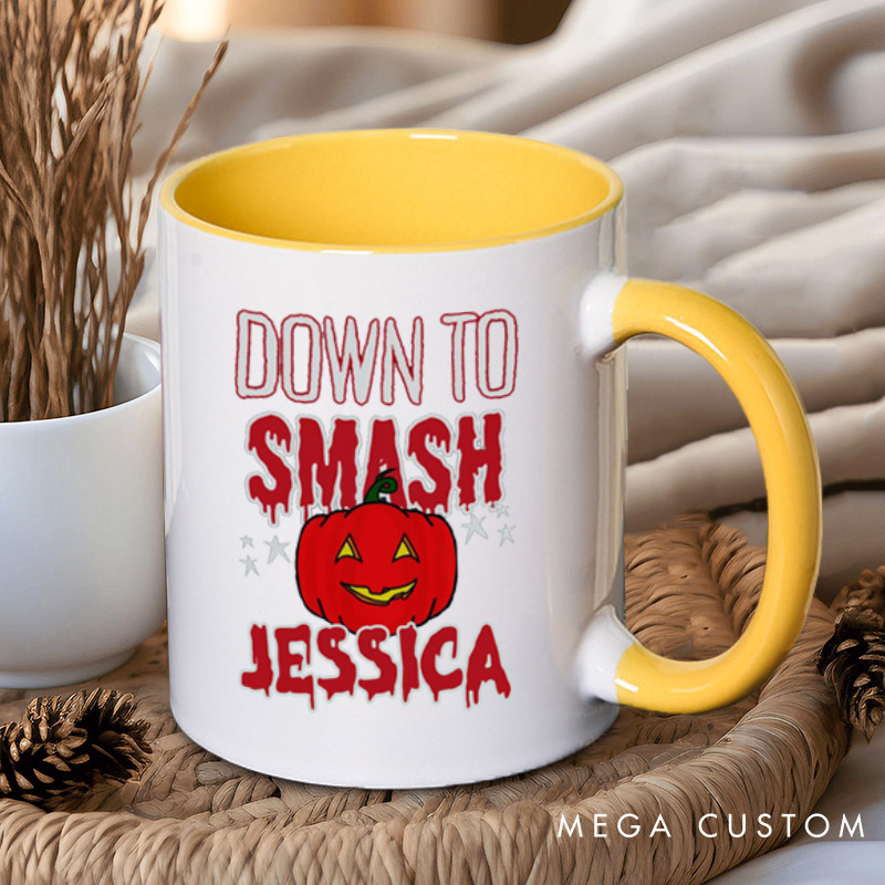 Personalized Just the Tip and Down to Smash Halloween Couple Mugs