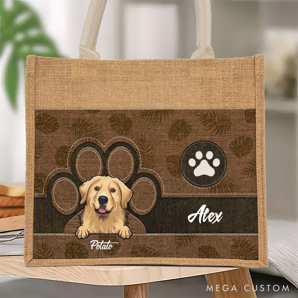 Personalized Dog Lover this Human Belongs to Us  Azabu Tote Bag