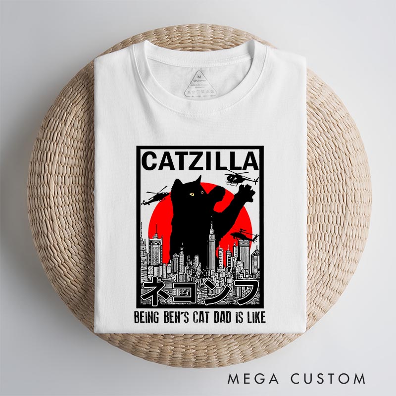 Personalized City Catzilla Funny Movie Classic T-Shirts Kaiju Movie Tshirt for Cat Mom Cat Dad