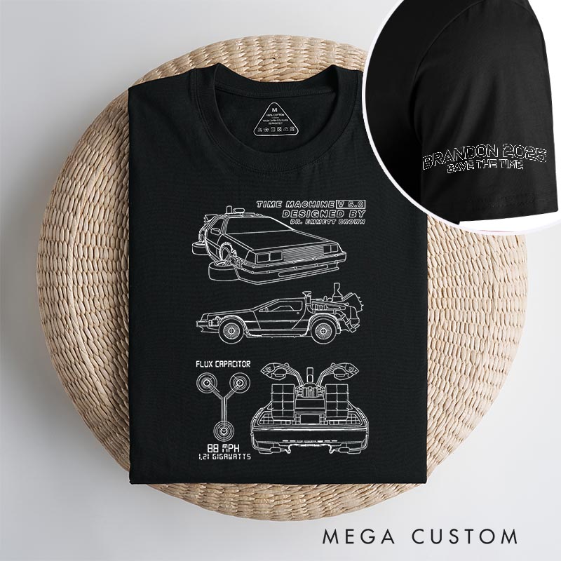 Personalized Time Machine Classic T-Shirts Future Fiction Movie Tshirt Geek Nerdy Movie Shirt