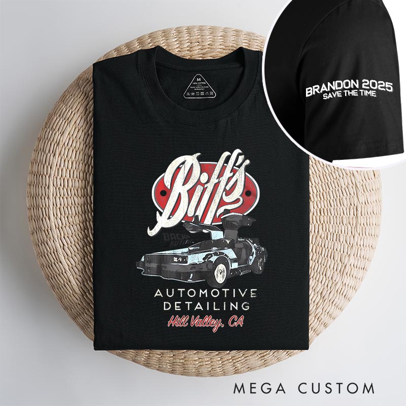 Personalized Biff's Time Machine Classic T-Shirts Future Fiction Movie Tshirt Geek Nerdy Movie Shirt