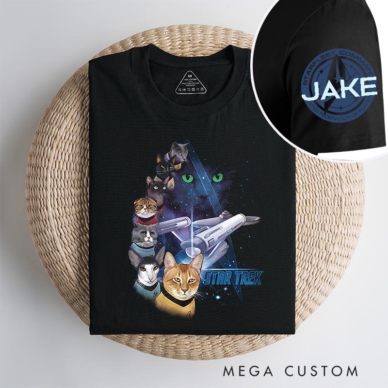 Personalized Cat Star Adventure Classic T-Shirts Funny Geek Tshirt for Movie Lovers