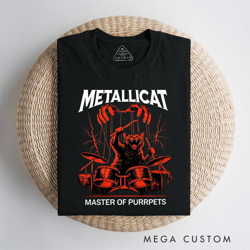 Personalized Classic T-Shirts Metal Cat T-Shirt Vintage Music Graphic Tee for Music Lovers