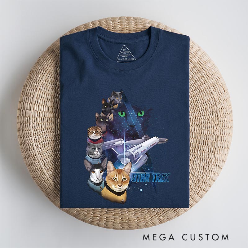 Personalized Cat Star Adventure Classic T-Shirts Funny Geek Tshirt for Movie Lovers