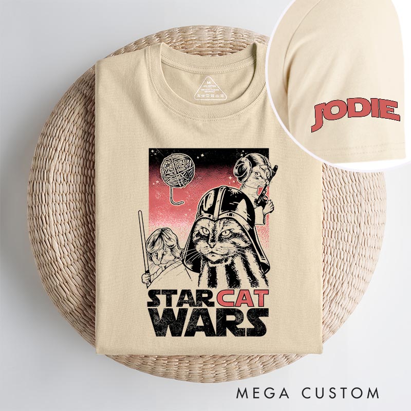 Personalized Cat Wars Classic T-Shirts Galaxy Tshirt for Cat Mom Dad Movie Lovers for Cat Mom Cat Dad Animal Lovers