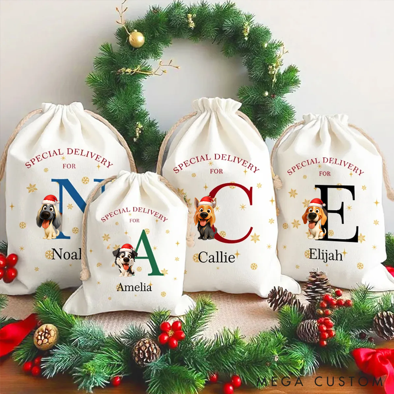Personalized Dog Lover Christmas Theme Dog Pattern Christmas Sack